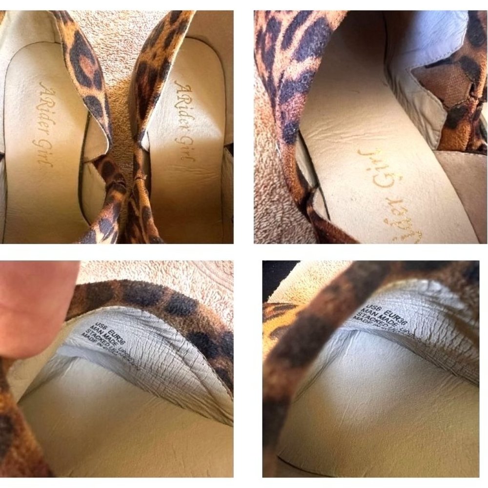 A Rider Girl Cheeta Ankle Boots Size 6 Slip On Ankle V Cut Stacked Leath… - Picture 7 of 12